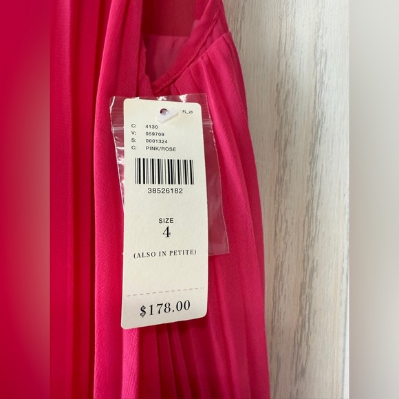 MAEVE - WOMEN'S 4 PINK ROSE SLEEVELESS ROUND NECK  PLEATED LAYERED DRESS NWT - Picture 4 of 10